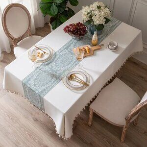 NEW Holiday Table Cloth w/ Tassels, 55"x87" (6-8 Seats)